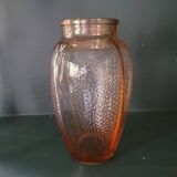 "opalescent hobnail peach-pink vase"