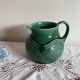 Green ceramic pitcher Sarreguemines vintage tableware