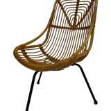 Tripod Rattan easy chair by Dirk van Sliedregt Rohe Noordwolde 1960 in the Netherlands