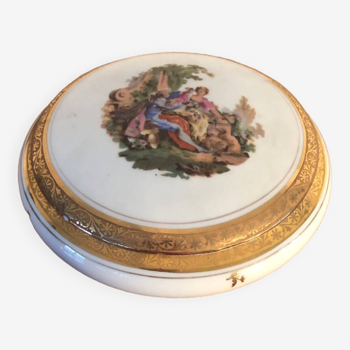 Limoges porcelain jewelry box with vintage gold edging
