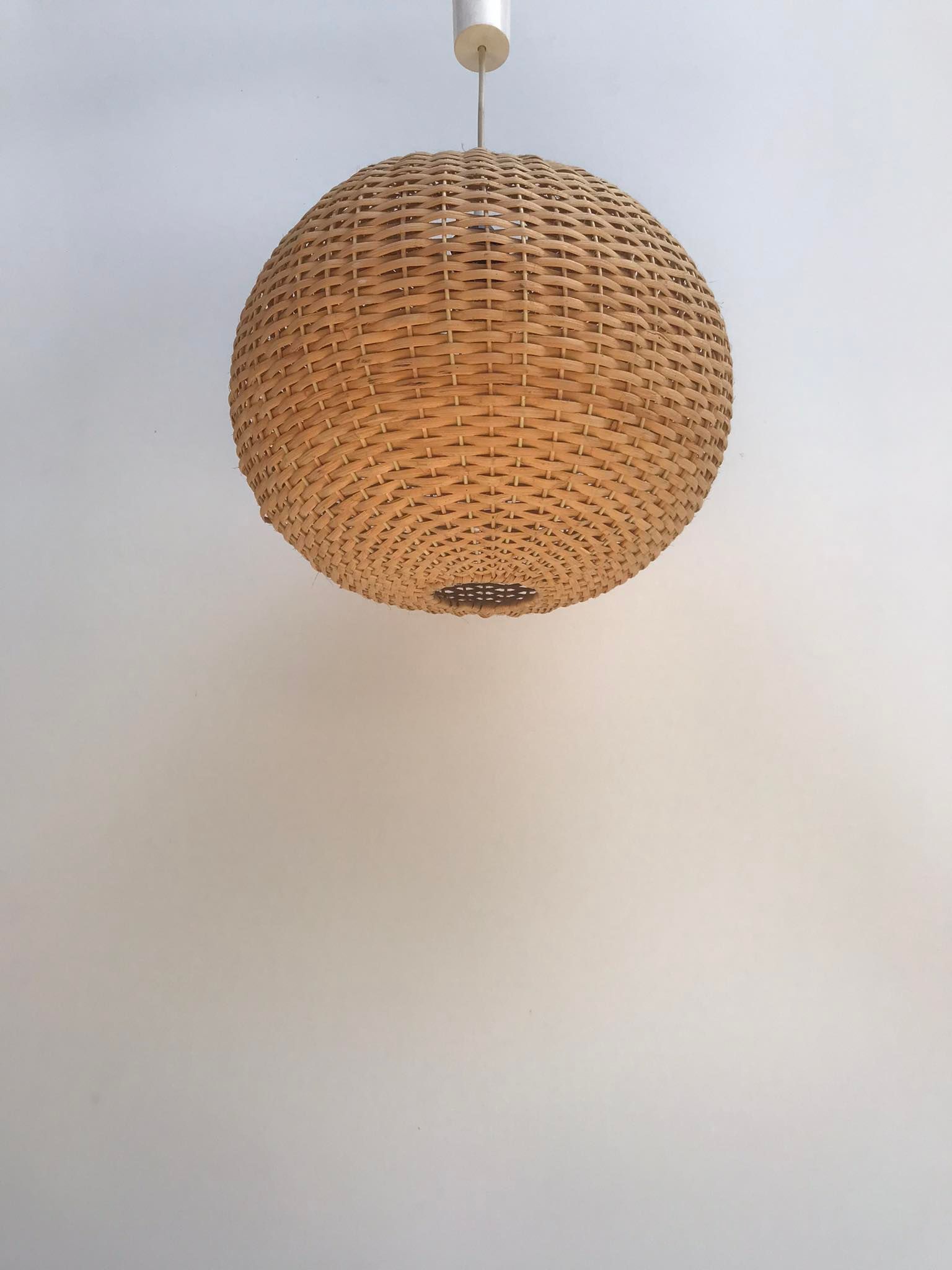 Hanging woven rattan lamp from the 1960s by Jansen Leuchten