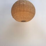 Hanging woven rattan lamp from the 1960s by Jansen Leuchten