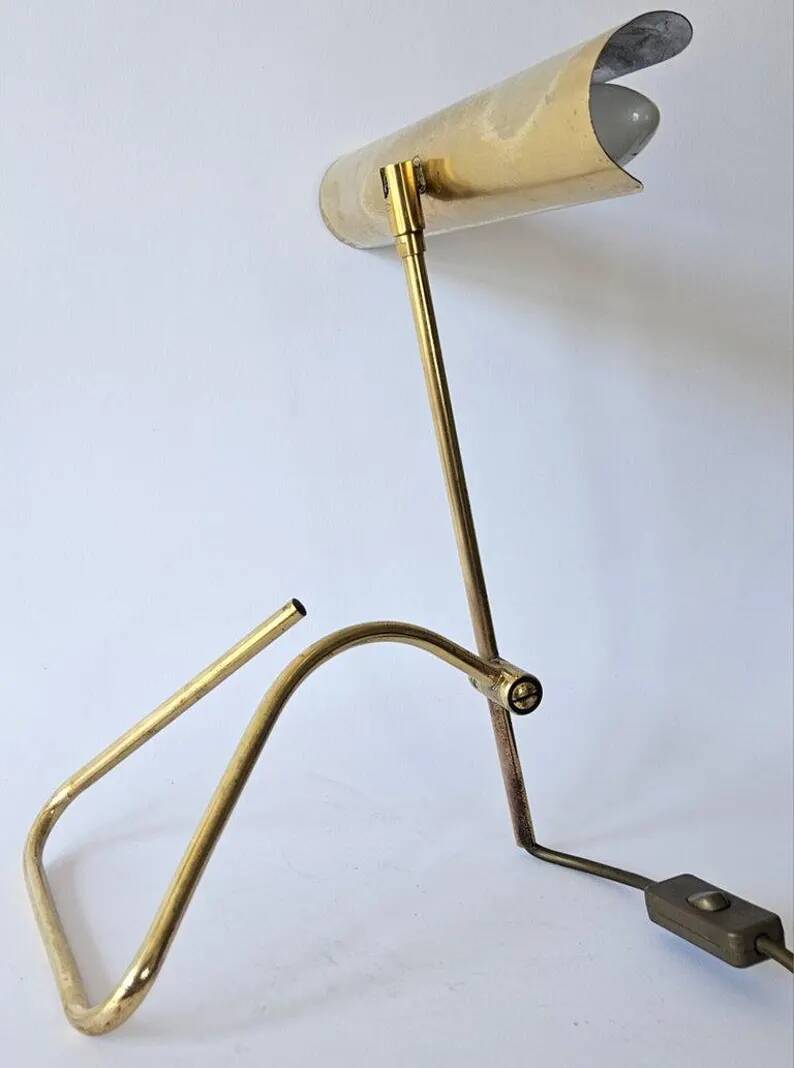Rare Midcentury Brass Table or Desk Lamp OMI, Office or Bank, Germany, 1970s