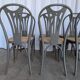 Set of 8 Vintage Gray Bentwood Dining Chair: Thonet Style Cane Seat