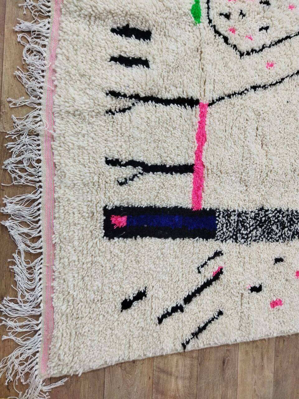 Handmade wool Berber rug 266 x 242 cm
