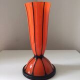 Beautiful orange art deco black glass vase