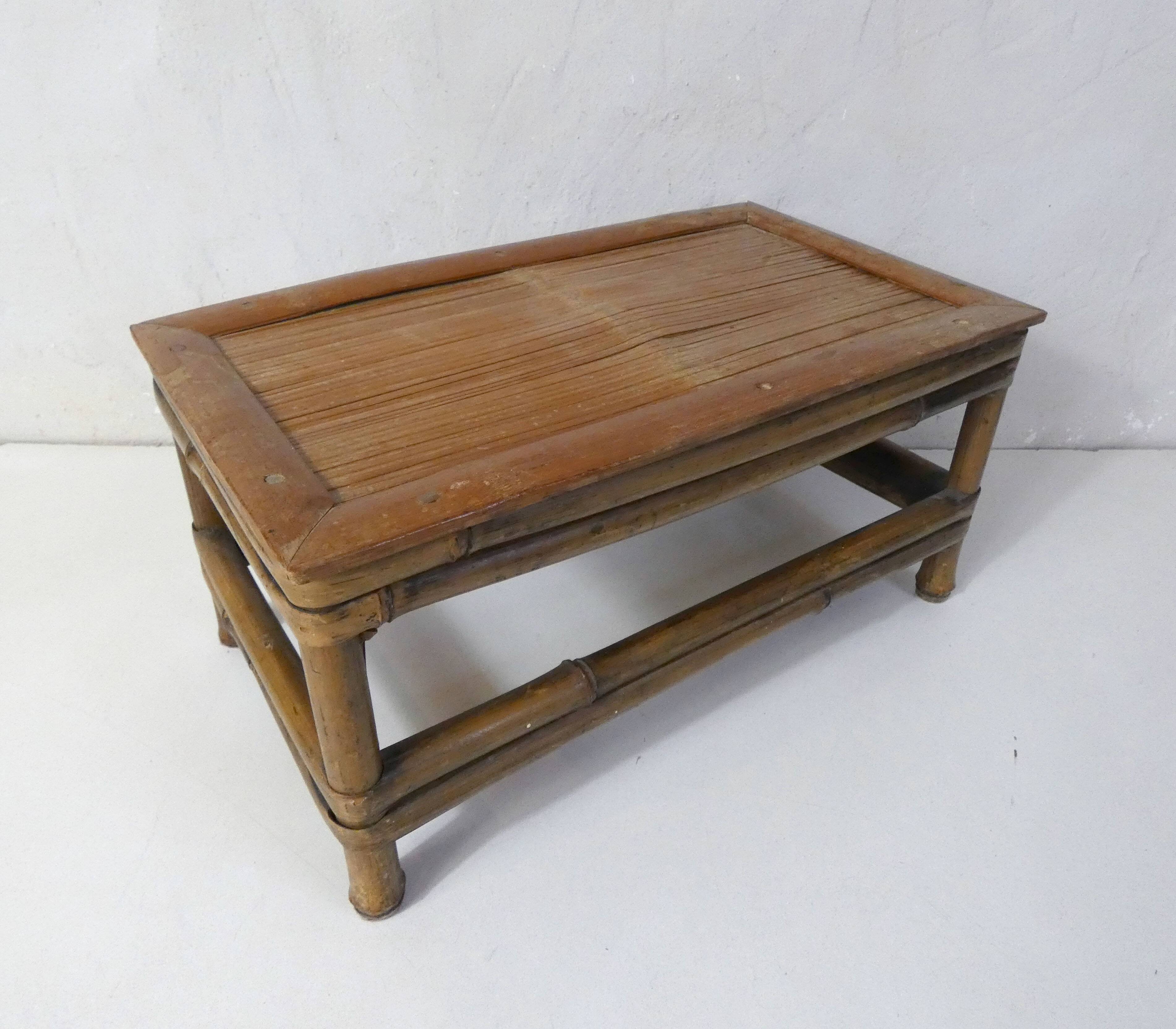 old small bamboo bench vintage step