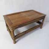 ancien petit Banc en bambou marche pied vintage