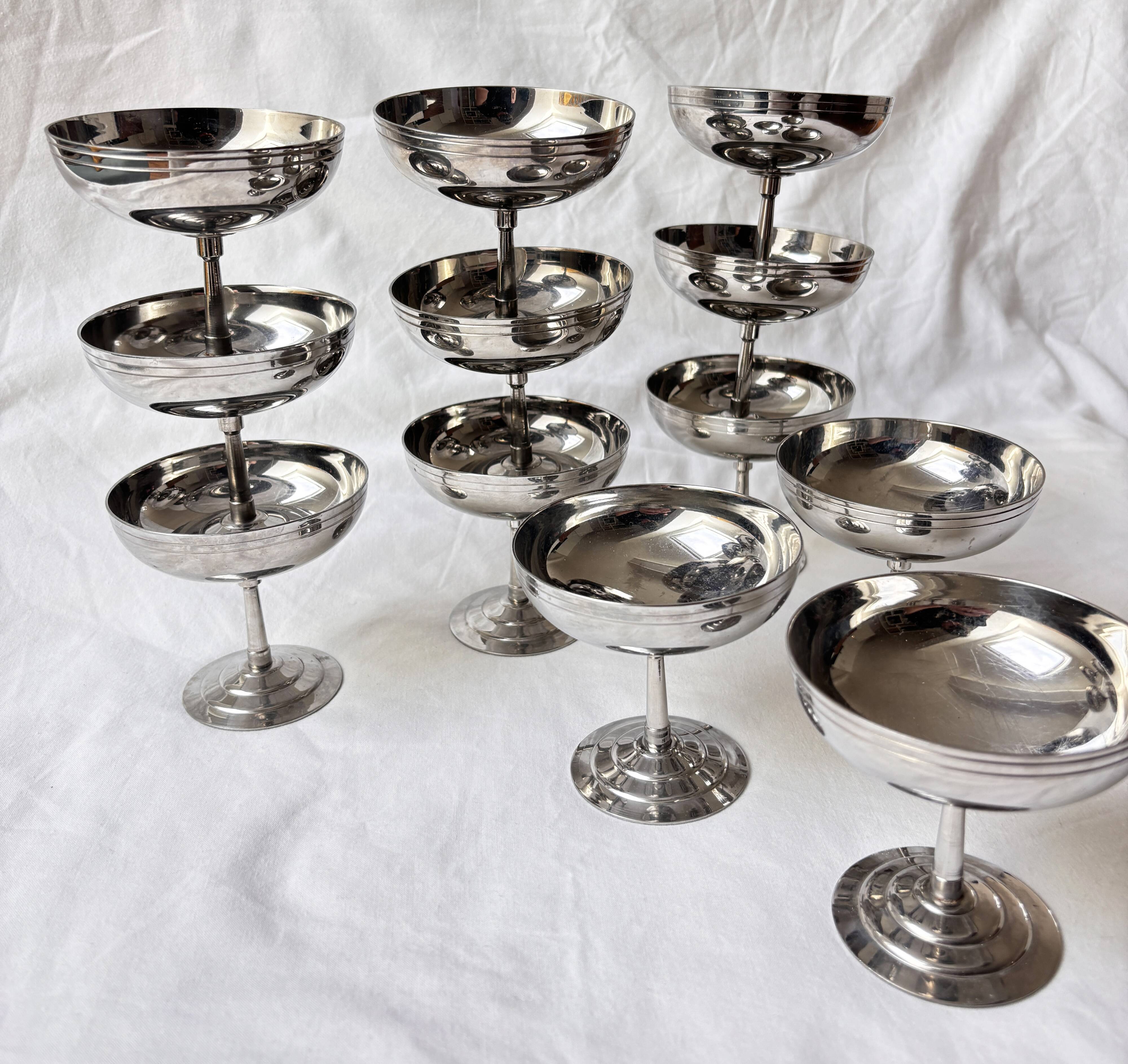 12 Remy Letang stainless steel dessert bowls
