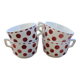 Set of 4 burgundy polka dot coffee cups Digoin Sarreguemines
