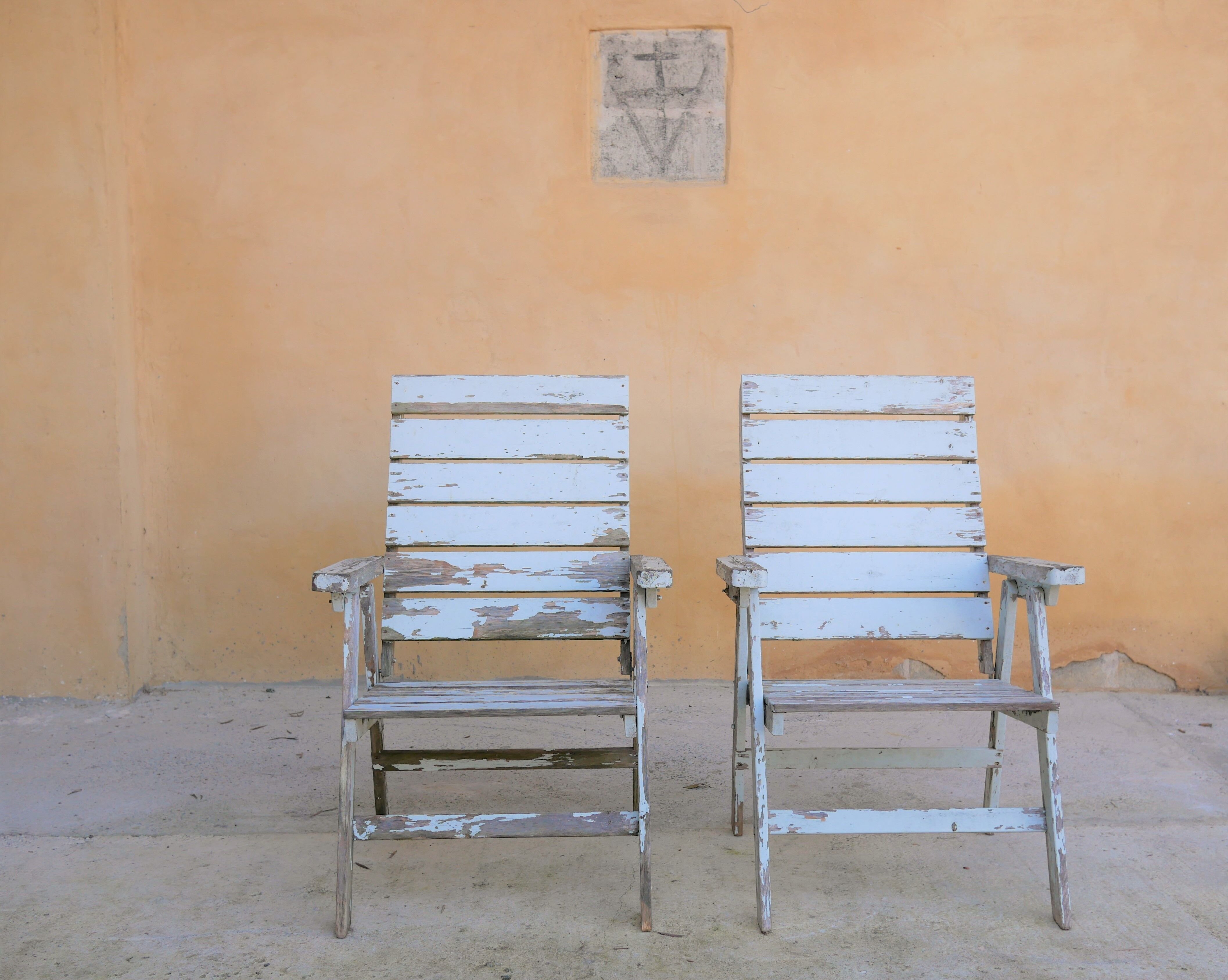 Vintage wooden folding garden chair