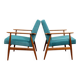 Vintage armchairs set of two teal 1970 design by H.Lis