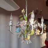 Vintage Toleware Chandelier with Floral Patterns, Italy from the 1960s
