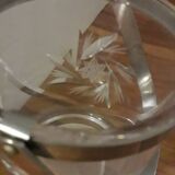 Crystal of Arques ice bucket with chrome metal handles, engraved star model