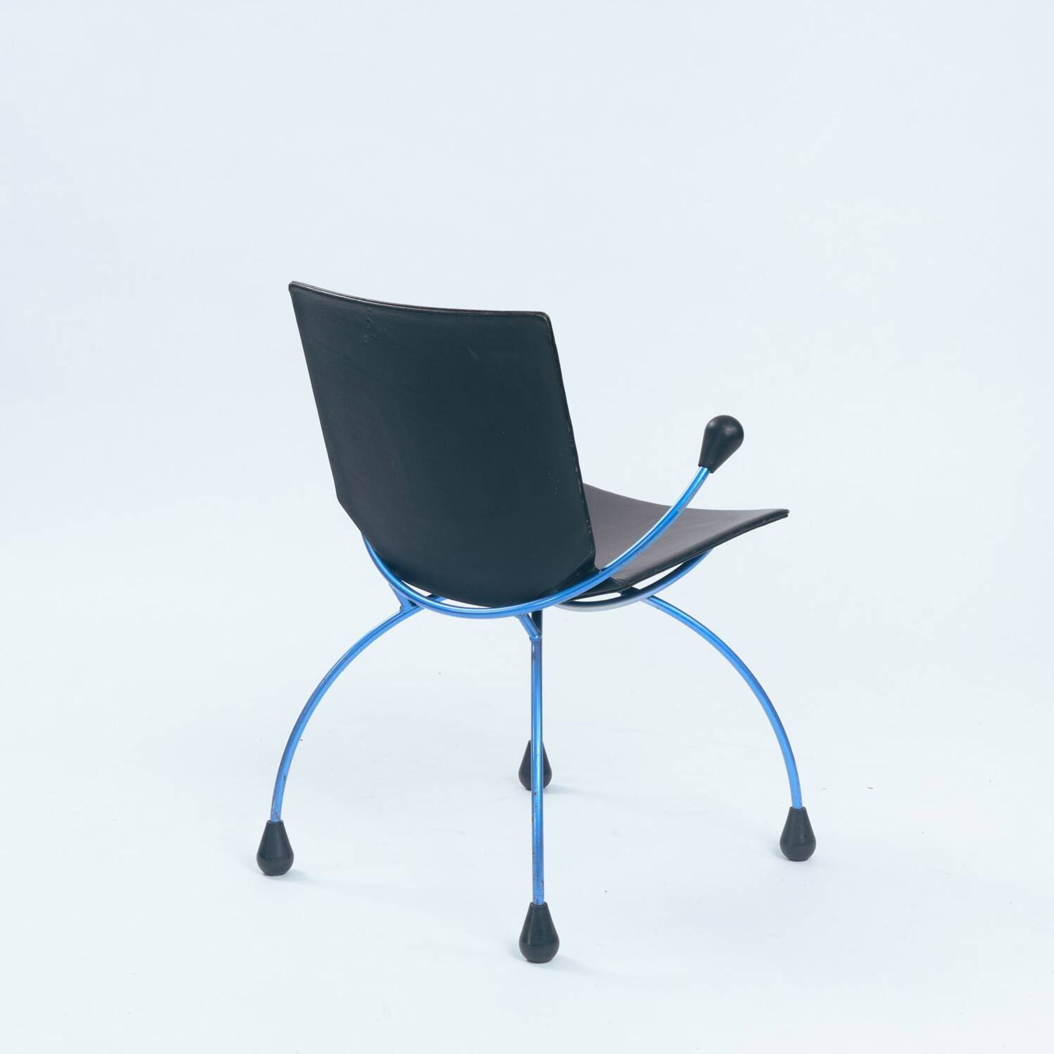 Postmodern metal leather chair by Boonzaaijer Mazairac, 1980s, Netherlands