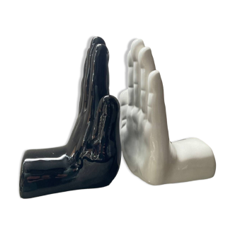 Pair of ceramic Hands bookends from the 70s