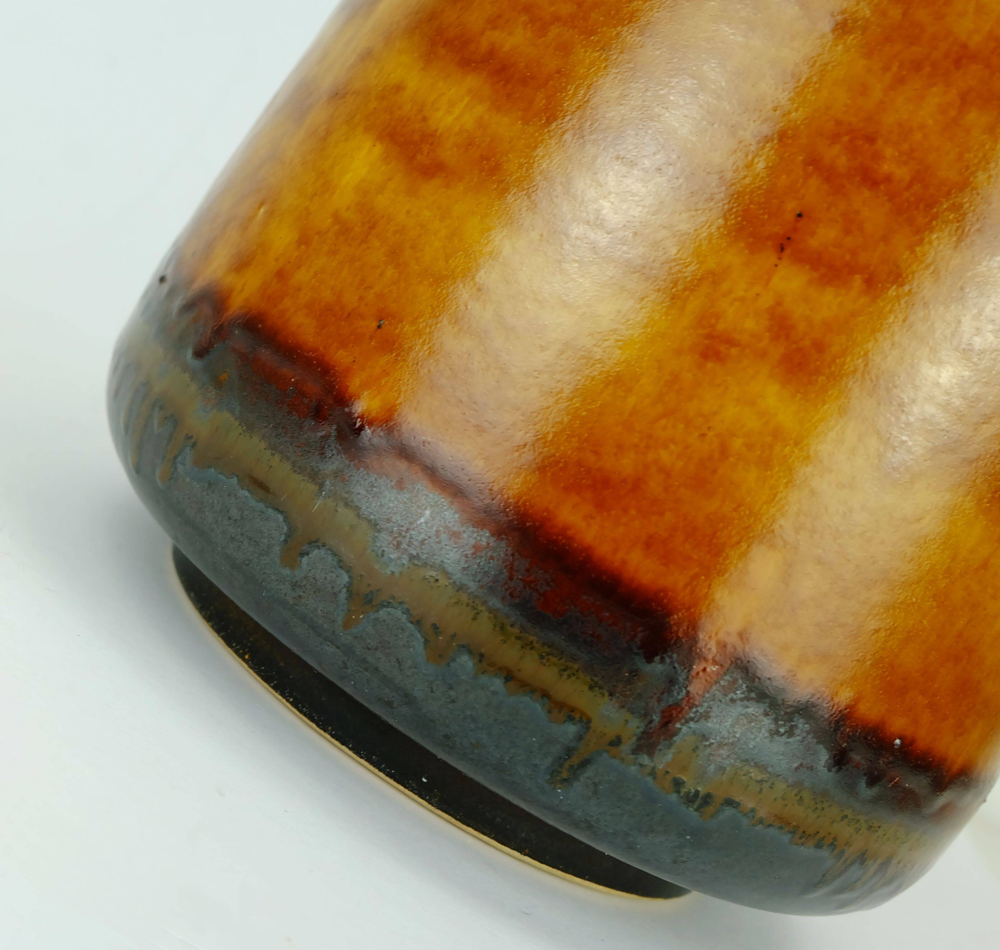 large 60s VASE ceramic model no. 1109/1 amber with red and brown
