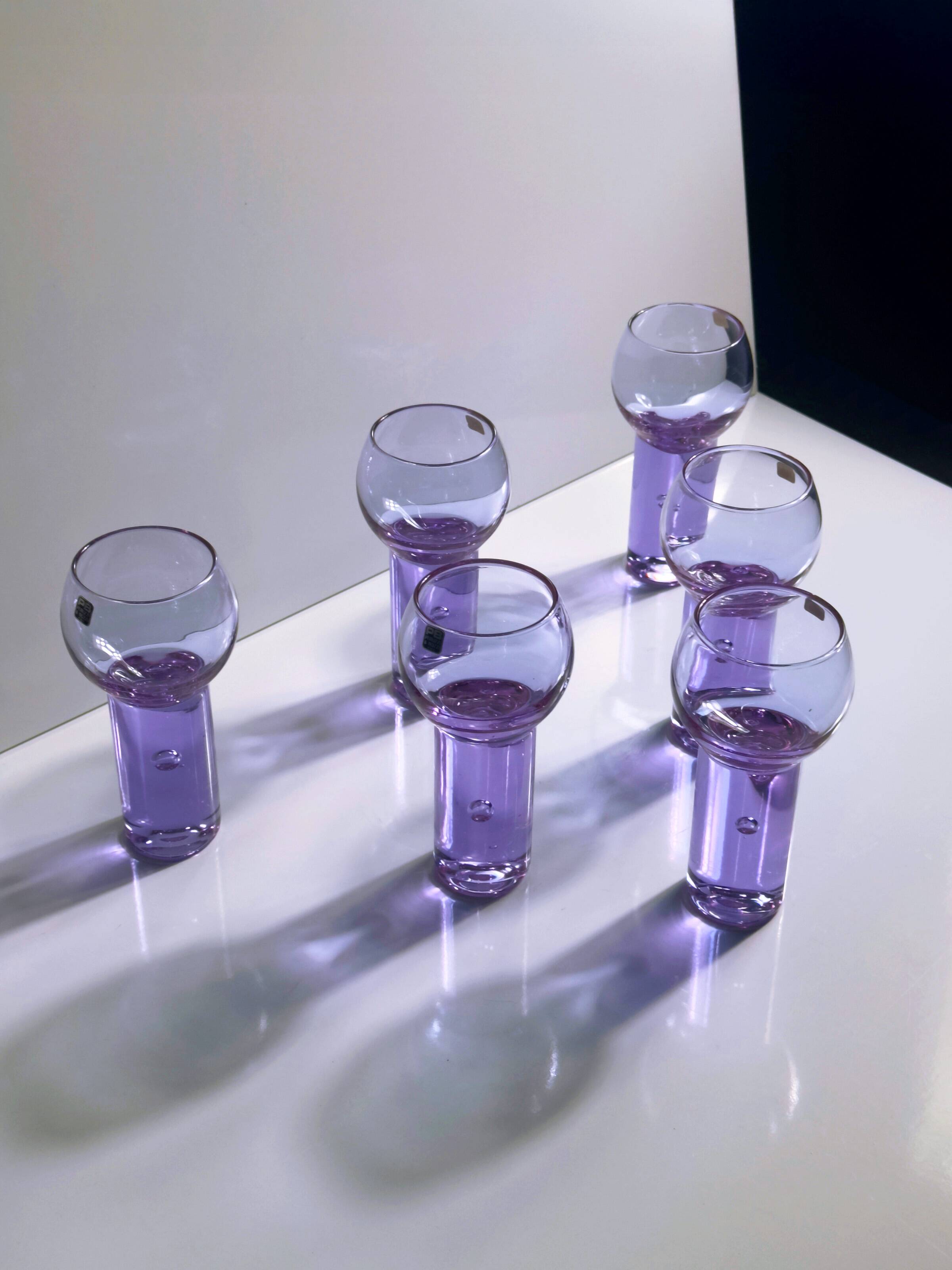 6 Aperitif Glasses "Chameleon" by Sergio Asti for Arnolfo die Cambio - 1970