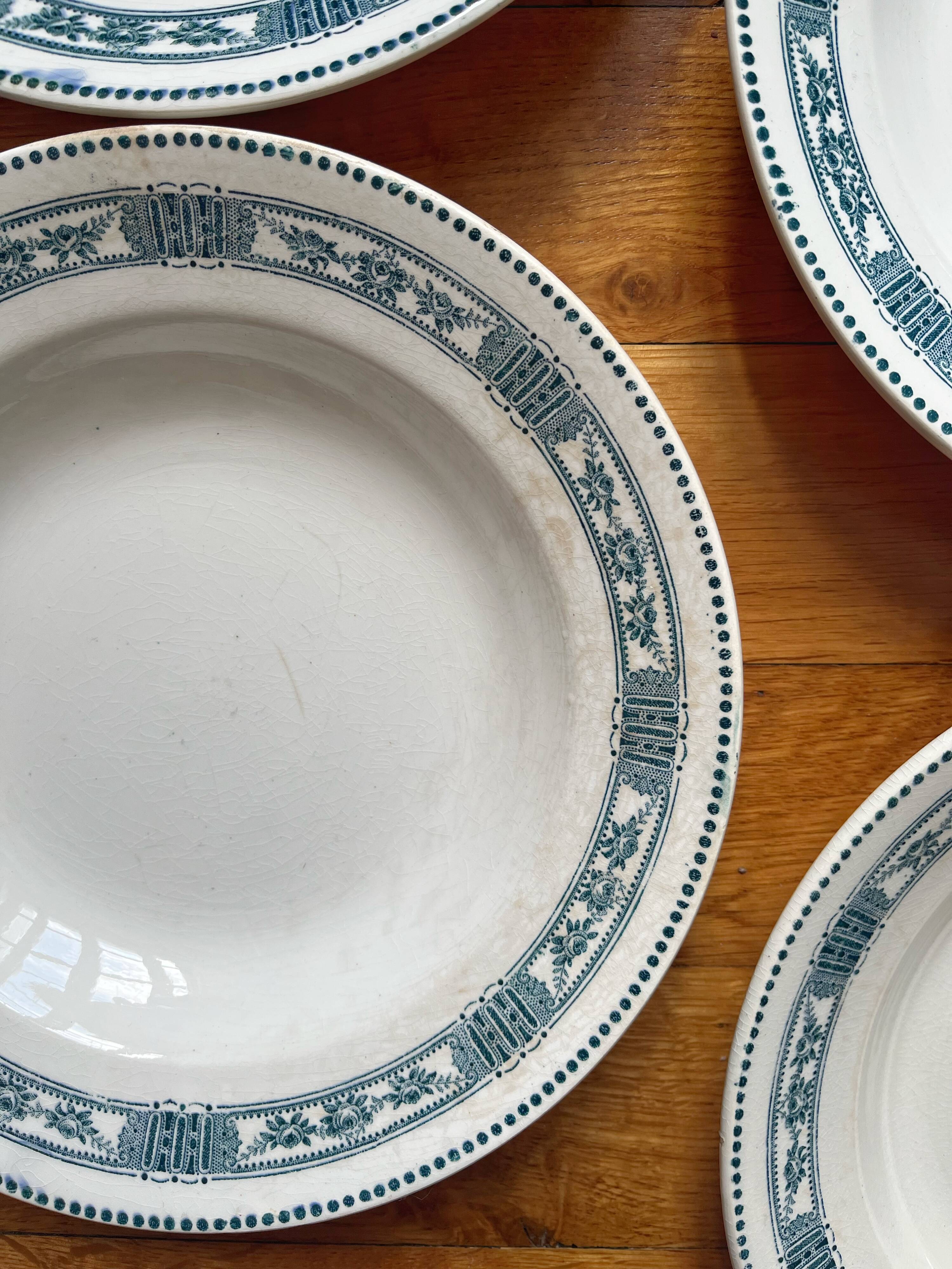5 Pasteur Moulin des Loups & Hamage ironstone soup plates