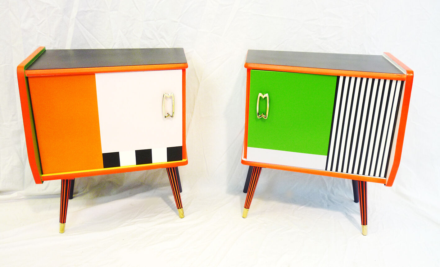 Pair of colorful bedside tables