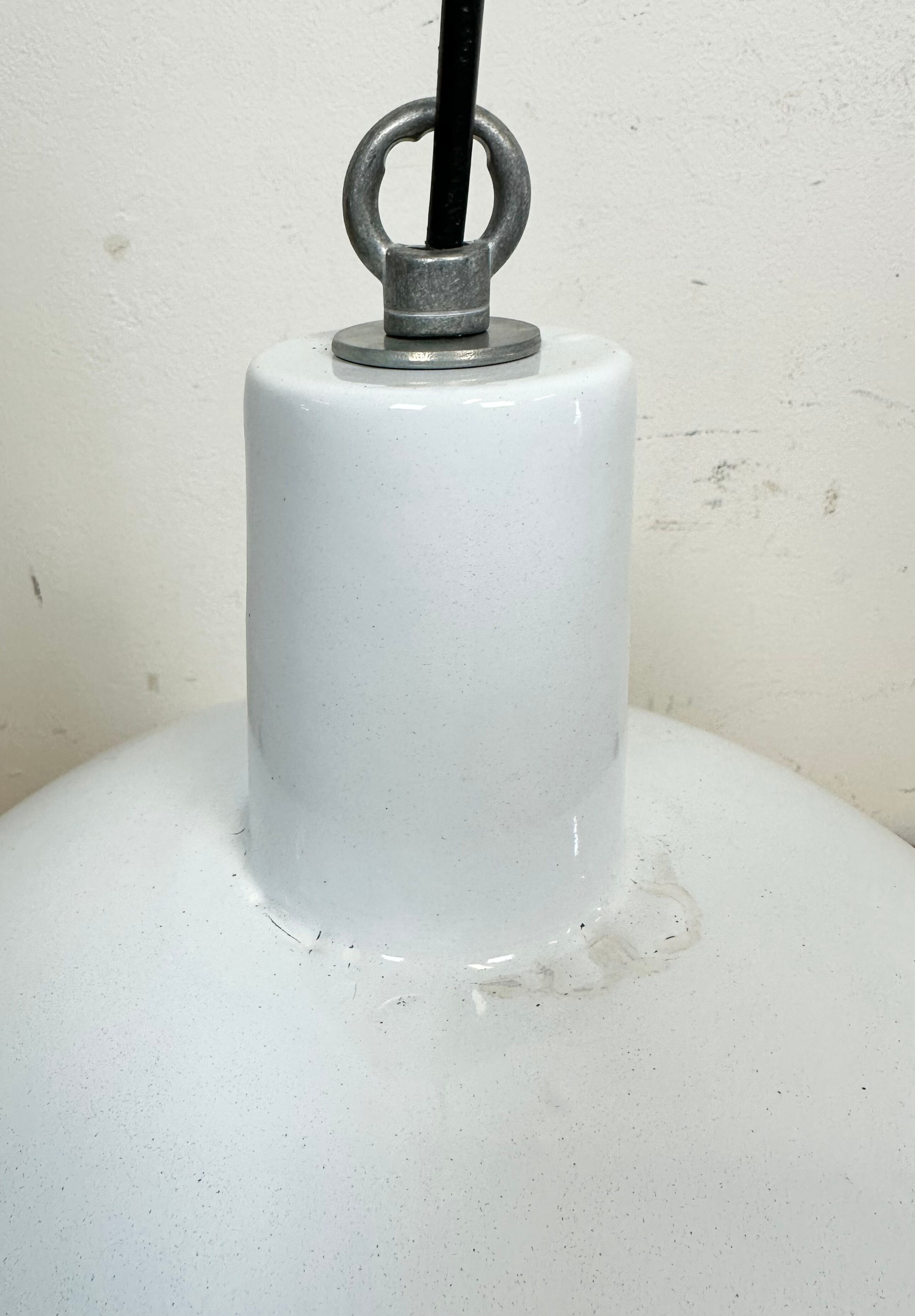 Industrial White Enamel Pendant Lamp from EMAX, 1960s
