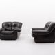 Fauteuils lounge vintage design italien en cuir noir de PelleRossi