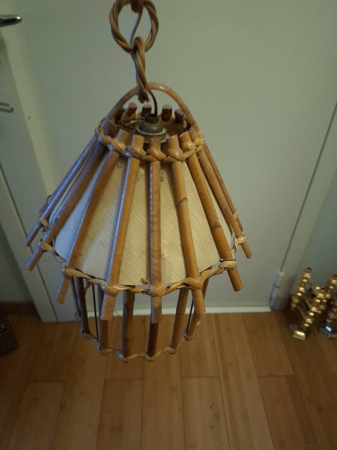 Vintage 60s rattan pendant light