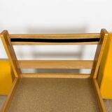 Pair of vintage Scandinavian armchairs in pine and fabric.