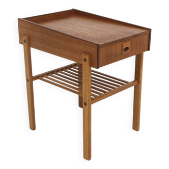 Table de chevet en teck et en chêne, Suède, 1960
