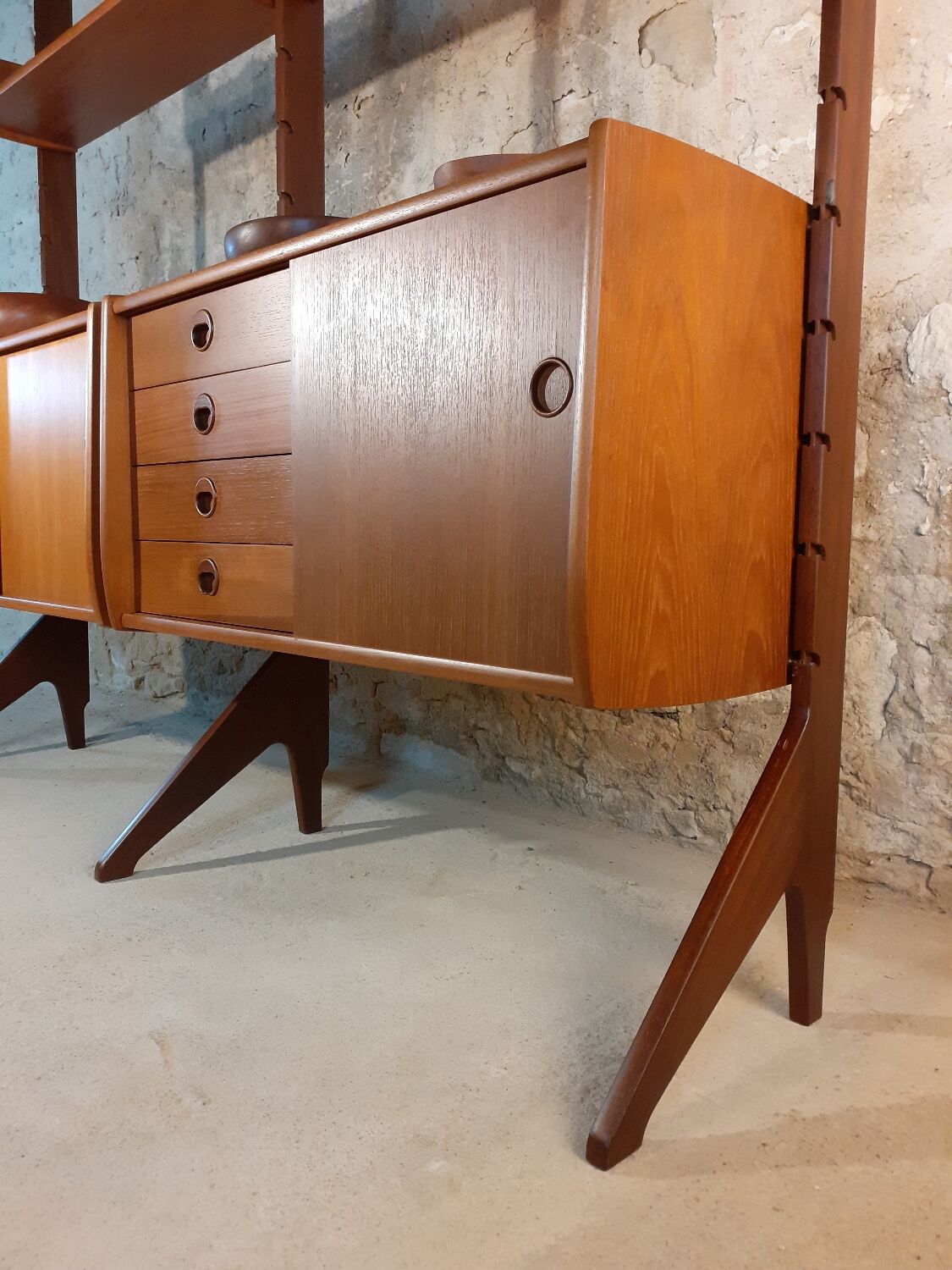 Self-supporting teak shelves ergo, vintage scandinavian 1960s