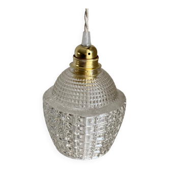 Vintage chiseled glass pendant lamp