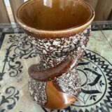 Old pyrite and enamelled stoneware vase from the Vallauris brand