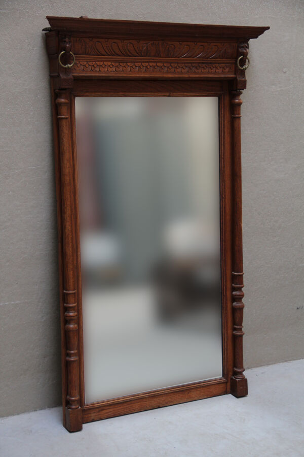 Miroir biseauté style Henri II en chêne 95x154cm