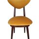 Yellow velvet heart-shaped chair, walnut wood, mid-century, Poland, 1960s.