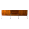 Long sideboard in rosewood and chrome, Belgium 1960s