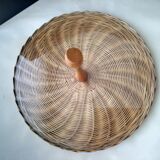 Glass and wicker cheese platter