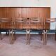 Set of 4 wooden and black faux leather chairs, Scandinavian style, wooden chair