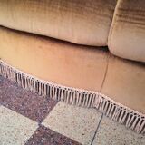 Vintage 3-seater convertible velvet toad sofa