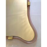 Scenographic Pink and Gold Mirror With Torchon Glass