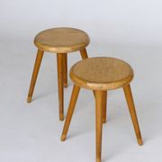 Vintage children's beech wood stools. 1950s. set of 2