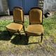Pair of antique Louis XVI style chairs - carved wood - green velvet -