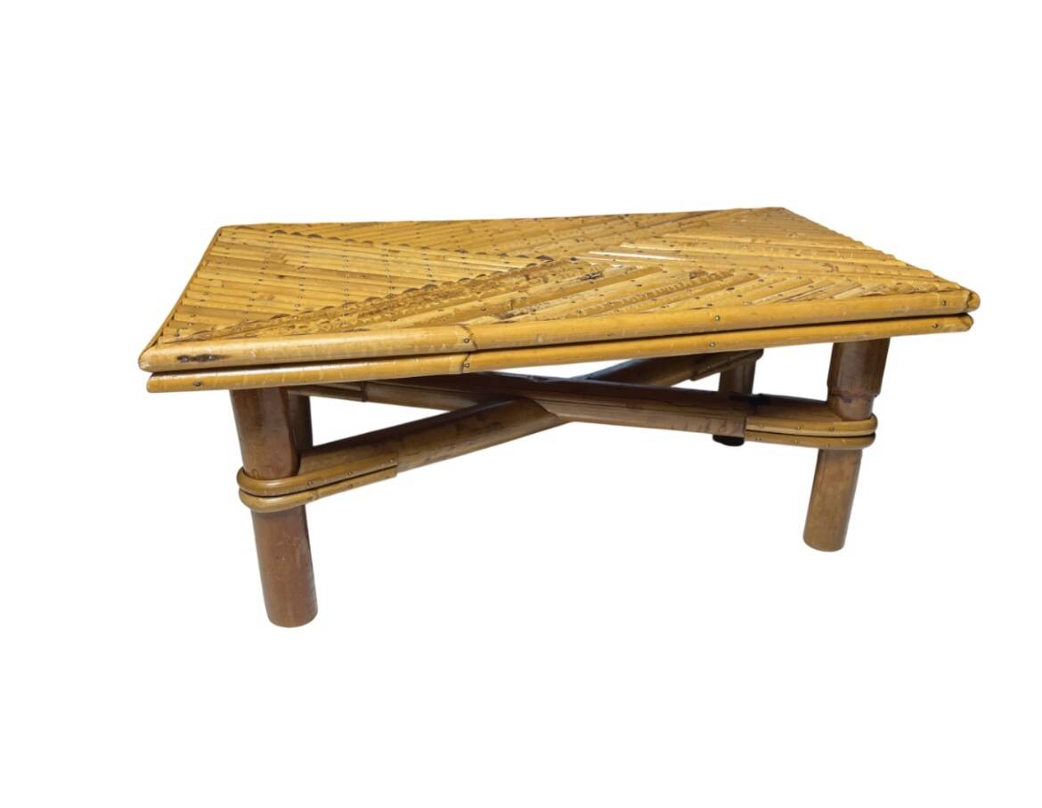 Vintage bamboo and rattan step stool