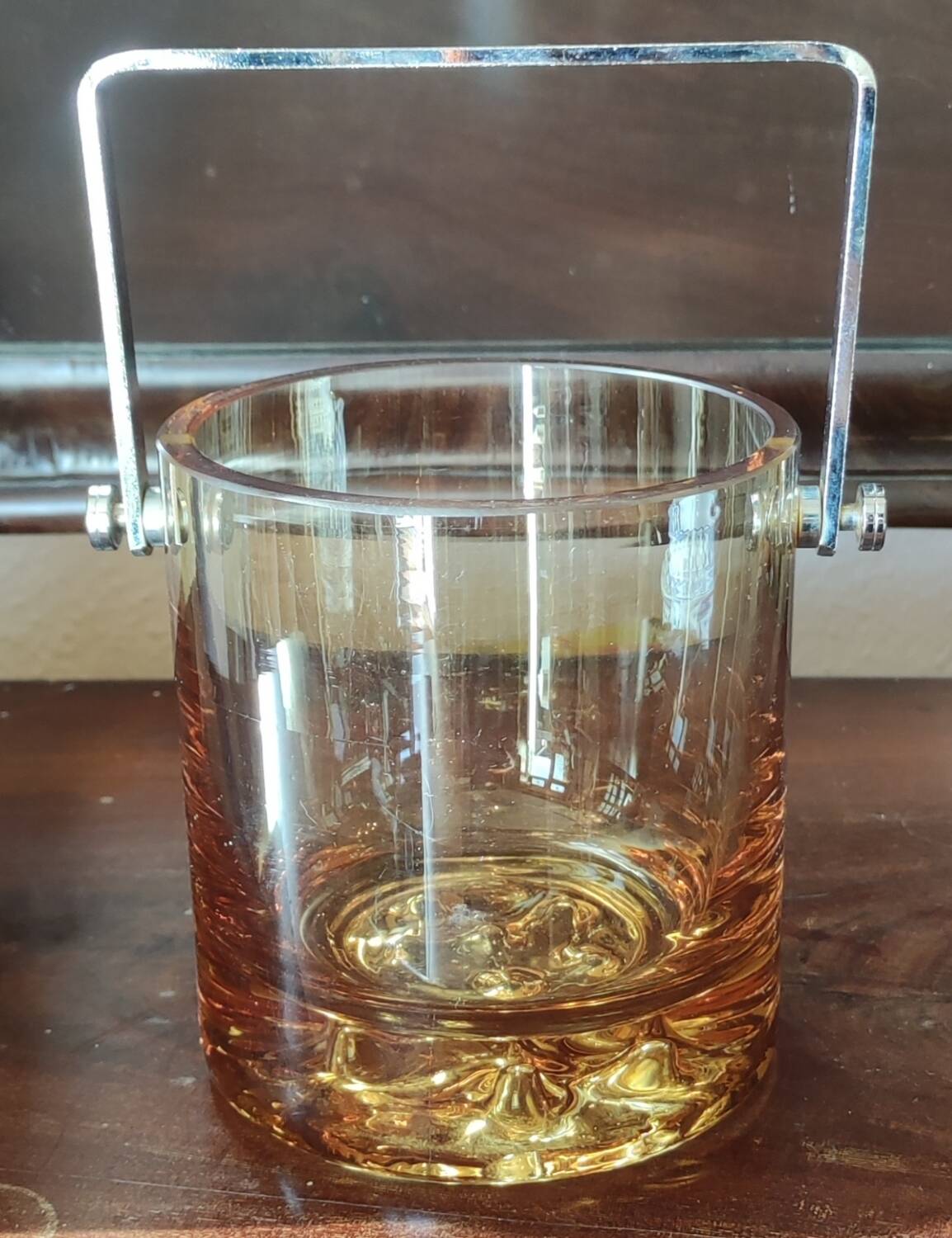 Ice Bucket Vintage Design In Thick Smoked Amber Glass