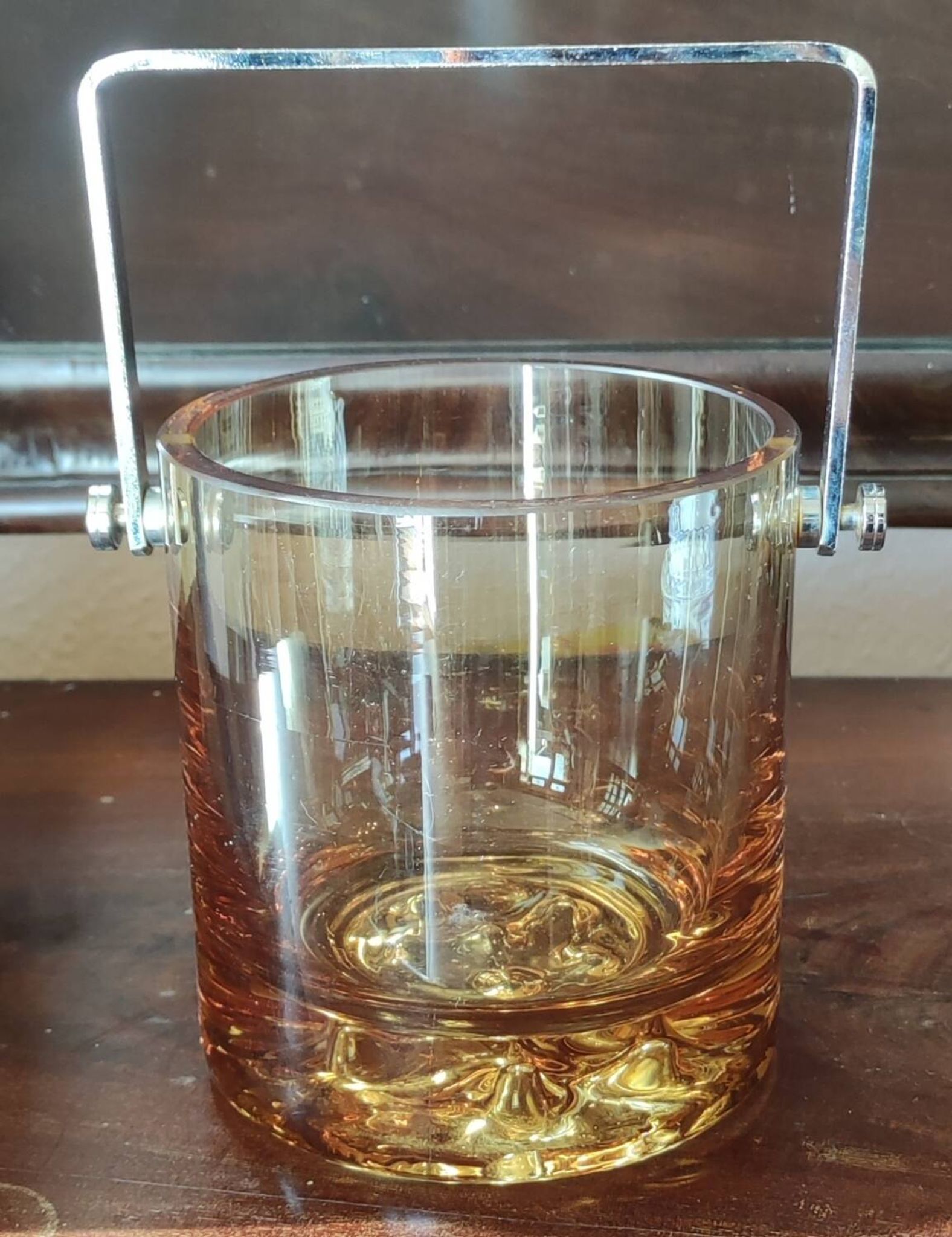 Ice Bucket Vintage Design In Thick Smoked Amber Glass