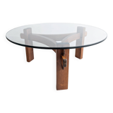 Table basse brutaliste en palissandre, années 1970