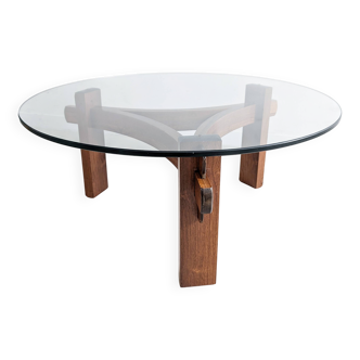 Table basse brutaliste en palissandre, années 1970