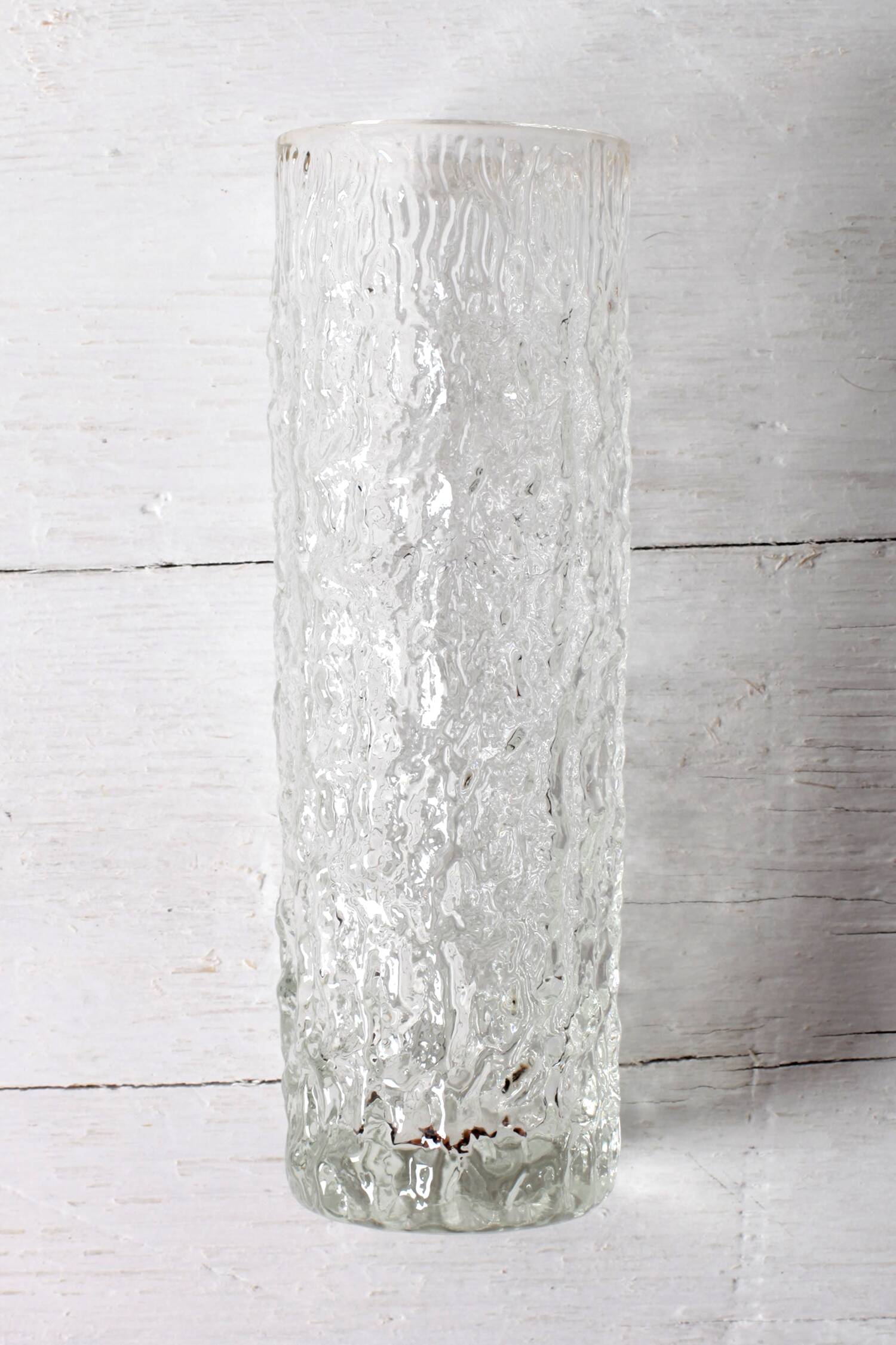 Set of 5 Vintage Bark Patterned Tumblers / Mid-Century Pressed Glass /Italy