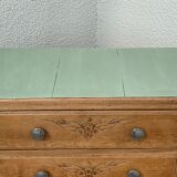 Art deco chest of drawers raw wood and khaki