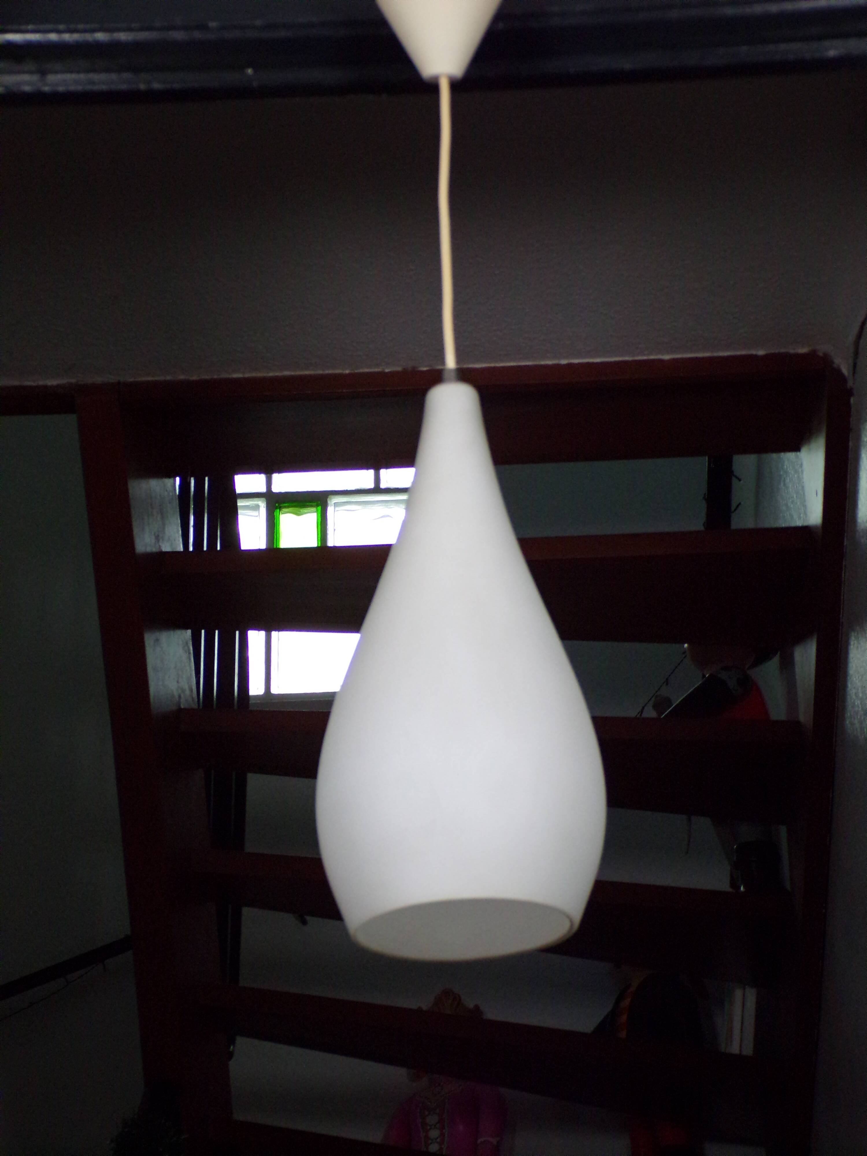 Frosted opaline drop pendant 1960