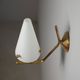 Pair of 1950s Italian Brass Sconces with Conical Opaline Glass Shades